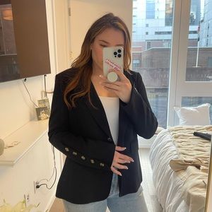 Navy Blue Veronica Beard Blazer Coat Pinstripe Interior Size 12 Medium